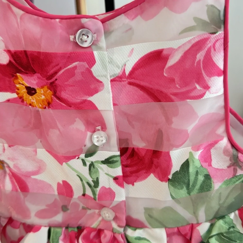 Mia & Mimi Shadow Stripe Floral Sleeveless Dress. Size 12 months. - Picture 8 of 12